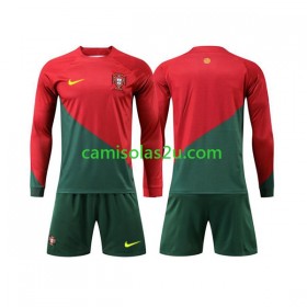 Camisolas de futebol Portugal Criança Equipamento Principal World Cup 2022 Manga Comprida
